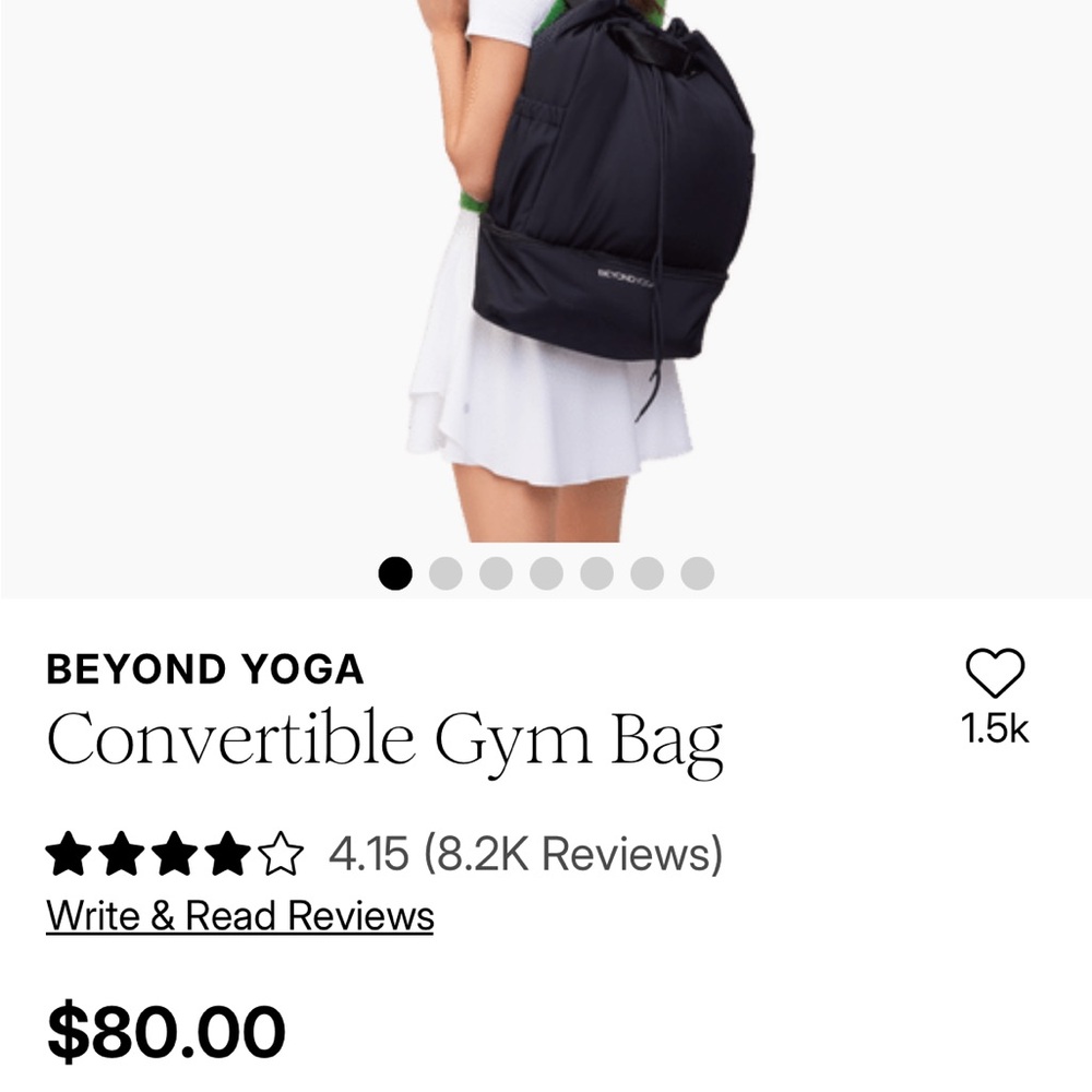 Beyond Yoga Black Convertible Gym Bag